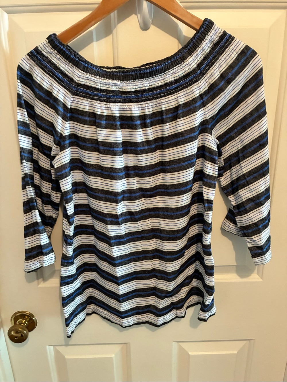 J. Jill Striped Blouse Women’s Top - Navy & White, Line Blend, XS